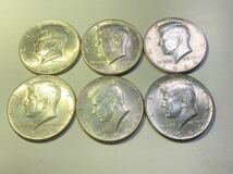アメリカ　50セント銀貨　ハーフダラー　1964年　未使用　まとめて6枚セット　希少　レアコイン　古銭　北米　外国コイン　海外_画像2