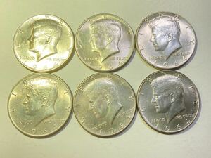 アメリカ　50セント銀貨　ハーフダラー　1964年　未使用　まとめて6枚セット　希少　レアコイン　古銭　北米　外国コイン　海外