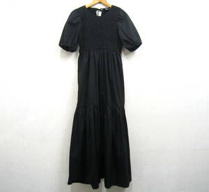ZARA* Zara cotton 100% short sleeves long One-piece lady's size S black 