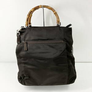 2402011-001 GUCCI グッチ バンブー ナイロン 2WAY ショルダーバッグ ハンドバッグ 