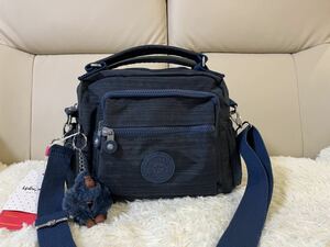 KIPLING キプリング 新品 2WAY ショルダーパック 手提げバッグ タイシルク風のネイビー