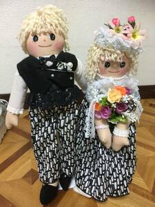 手作り人形　ウエディングドール　身長43女の子は約40センチ　可愛い人形