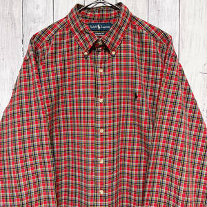 ラルフローレン Ralph Lauren CLASSIC FIT チェックシャツ 長袖シャツ メンズ ワンポイント コットン100% XLサイズ 5‐351