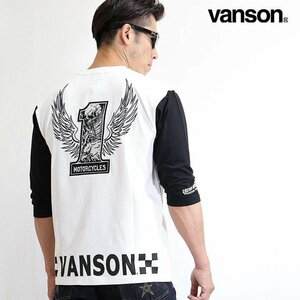 【特価！！】 VANSON LEATHERS 【定価7400円＋税】 ベア天６分TEE NVLT-211１ WHITE サイズ L