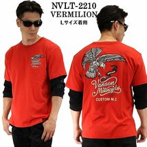 VANSON LEATHERS 【定価\8500+税】 袖サーマル６分フェイクTEE NVLT-2210 RED サイズ XL_画像1