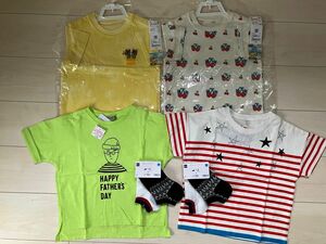 新品 キッズ 110 まとめ売り 男の子 半袖 tシャツ トップス ユニクロ どうぶつの森 ボーダー 父の日 パパ GU 靴下 