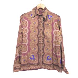 良好◆ETRO エトロ ペイズリー柄シャツ 40◆ パープル レディース ブラウス/シルク100% トップス