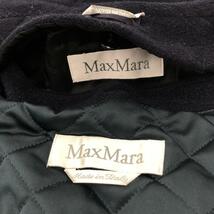 ◆MAX MARA マックスマーラ フーデッドロングコート サイズI42◆ ネイビー カシミヤ混ウール レディース ライナー付き アウター_画像5