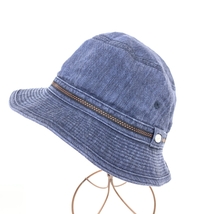 良好◆Borsalino ボルサリーノ バケットハット ◆ ネイビー 麻 レディース 帽子 ハット hat 服飾小物_画像1