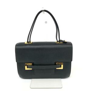 ◆DELVAUX デルボー ハンドバッグ◆ ブラック/ゴールドカラー レザー マダム レディース bag 鞄