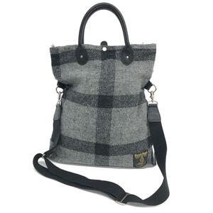  excellent *HARRIS TWEED Roo tote bag × Harris tweed 2WAY bag * gray lady's multifunction bag bag 