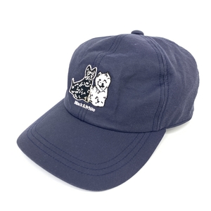 良好◆BLACK&WHITE ブラック&ホワイト ゴルフ キャップ ◆ ネイビー コットン×ナイロン ロゴ刺繍 メンズ 帽子 ハット hat 服飾小物