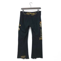 ◆Ed Hardy エドハーディー スウエットパンツ Mサイズ◆ ブラック コットン メンズ スカル ドクロ ボトムス ルームウェア_画像2