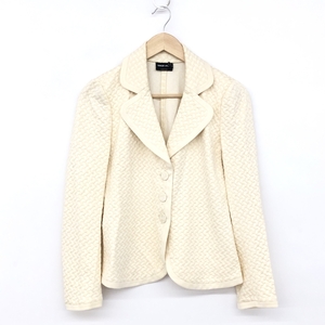 *GIORGIO ARMANIjoru geo Armani tailored jacket 40* белый шелк × хлопок женский черный бирка внешний 
