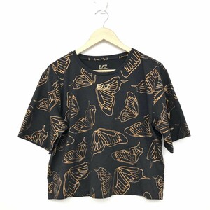 ◆EMPORIO ARMANI エンポリオアルマーニ 半袖Tシャツ サイズS◆ ブラック レディース トップス 総柄 蝶