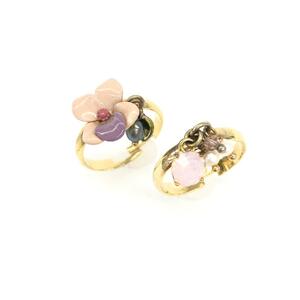 良好◆Les Nereides レネレイド リング2個セット ◆ ゴールドカラー レディース 指輪 ring accessory アクセサリー