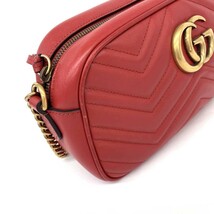 ◆GUCCI グッチ GGマーモント ショルダーバッグ◆447632 520981 レッド レザー レディース 斜め掛け bag 鞄_画像9