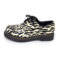 未使用品◆Dr.Martens ドクターマーチン Wacko Maria シューズ UK5 US7◆1461 ブラック/ホワイト ハラコ レオパード柄 レディース 靴_画像2