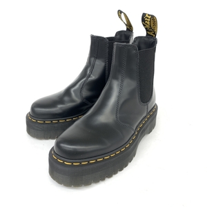 良好◆Dr.Martens ドクターマーチン チェルシー ブーツ UK6 USM7◆2976QUAD ブラック レザー サイドゴア レディース 靴 ブーティー boots