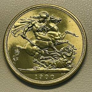 イギリス　硬貨　ヴィクトリア女王　1900年　イギリス領オーストラリア　聖ジョージ　竜殺し　ナイト　ドラゴン　コイン　古銭　重さ26.65g
