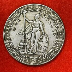 イギリス　硬貨　イギリス領香港　1911年　壱圓　ブリタニア　女神　大型　コイン　古銭　重さ23.34g