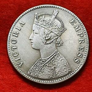 イギリス　硬貨　古銭　ヴィクトリア女王　1886年　イギリス領インド　初代インド皇帝　 1ルピー　コイン　重さ13.22g