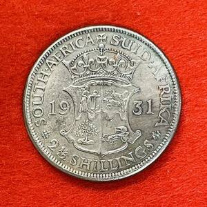 南アフリカ　硬貨　古銭　ジョージ五世　1931年　イギリス領南アフリカ　戴冠式　クラウン　盾　コイン　重さ15.51g