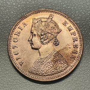 イギリス 硬貨 古銭 ヴィクトリア女王 1887年 イギリス領インド デワス王子の州 1/4 アンナ 銅銭 コイン　重さ6.73g