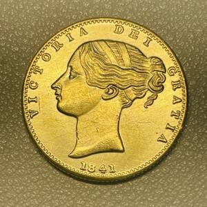 イギリス 硬貨 古銭 ヴィクトリア女王 1841年 クラウン イングランド スコットランド アイルランド 紋章 国花 コイン 重さ4.10g
