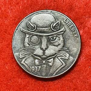 アメリカ 硬貨 古銭 ホーボーニッケルコイン 1937年 ジェントルニャン 水牛 ブラックダイヤモンド 記念幣 コイン　重5.65g
