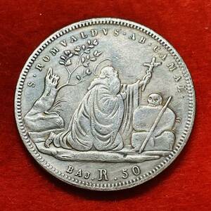 イタリア 硬貨 古銭 バチカン市国 1834年 教皇領 グレゴリウス16世 「偉大な司教」銘 バイオッキ コイン　重15.61g