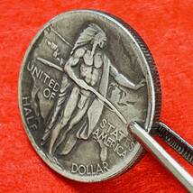 アメリカ 硬貨 古銭 ネイティブ アメリカン 1926年 オレゴン州遷移記念 荷馬車 米国の地図 大陸横断 コイン　重14.13g_画像3