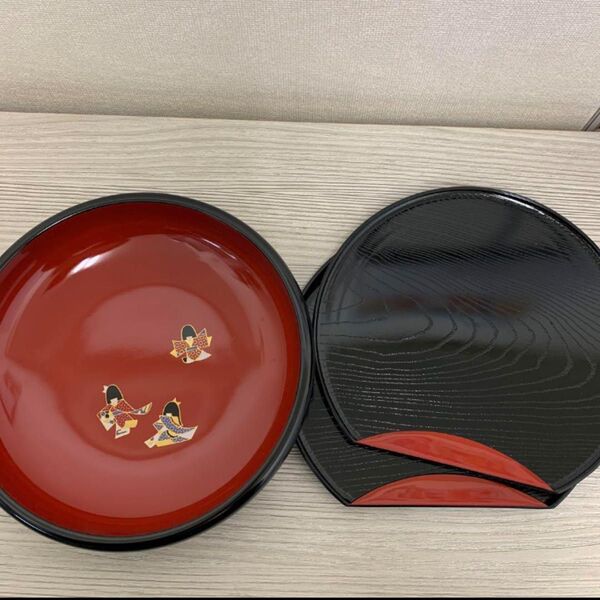 漆器 菓子鉢とお盆2枚セット