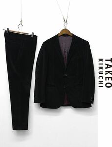 E351/TAKEO KIKUCHI setup suit corduroy tailored jacket pants GIRMES total reverse side 2..no- tuck stretch 3 2 L M black 