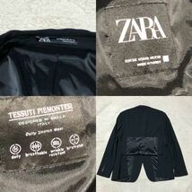ZARA ザラ イタリア製糸 tessuti piemontesi テーラードジャケット ブレザー スーツジャケット 総裏地 ２B チャコールグレー 2XL_画像8