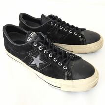 日本製CONVERSE コンバース☆ワンスターレザースニーカー26、5cmスエードコンビ本革one starメンズヴィンテージ廃盤本革シューズ黒ブラック_画像3