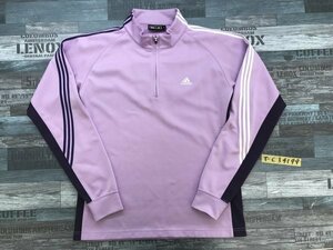 ＜送料無料＞adidas golf アディダス ゴルフ メンズ ラグラン ジャージ素材 ハーフジップ 長袖ポロシャツ L ラベンダー