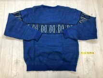 TINVY メンズ 柄織り ニットセーター M 青黄色_画像3