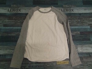 GAP ギャップ メンズ ラグラン ロンT 長袖Tシャツ S 白グレー