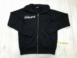 ATHLETA アスレタ レディース ロゴプリント スウェット フーディー ジップパーカー S 黒