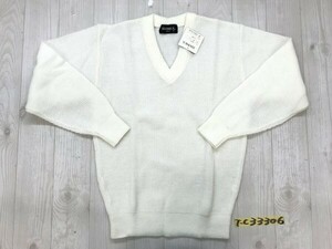 訳あり新品！ADONICA メンズ 日本製 アクリル Vネック 透け ニットソー M 白