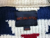 ANTI BALLISTIC アンティバルリスティック メンズ 1つボタン ポリエステル ニットセータージャケット M オレンジ紺赤_画像2
