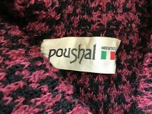 poushal レディース 毛アクリル 千鳥格子柄 イタリア製 ニットジャケット 40 黒赤ピンク_画像2