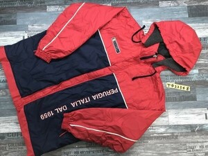 ellesse エレッセ メンズ 中綿 裏起毛 フード外し可 ジップジャケット M 赤紺