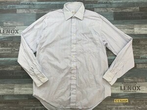 DAKS ダックス メンズ ストライプ 胸ポケット 長袖シャツ 40-15 3/4 水色白