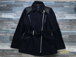 FOREVER 21 four ever lady's belt attaching melt n wool . Zip coat switch imitation leather leather M navy blue 