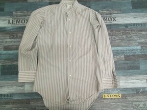 ABAB COTT SHIRTS メンズ スタンドカラー ストライプ 長袖シャツ グレー