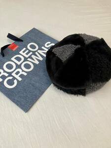 【美品】RODEO CROWNS ロデオクラウンズ　♪あったかモコモコベレー帽♪ ブラック　ブラック×グレー　ツートンカラー　