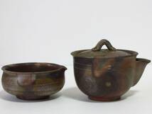 ○清雅○　木村陶峰　備前焼　煎茶器セット　共箱　宝瓶　湯冷　湯呑碗５客_画像3