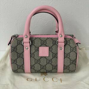 伊１－４３　グッチ　GUCCI　キッズ　ミニボストン　テディベア　美品　　GG　ピンク　297515 チルドレン